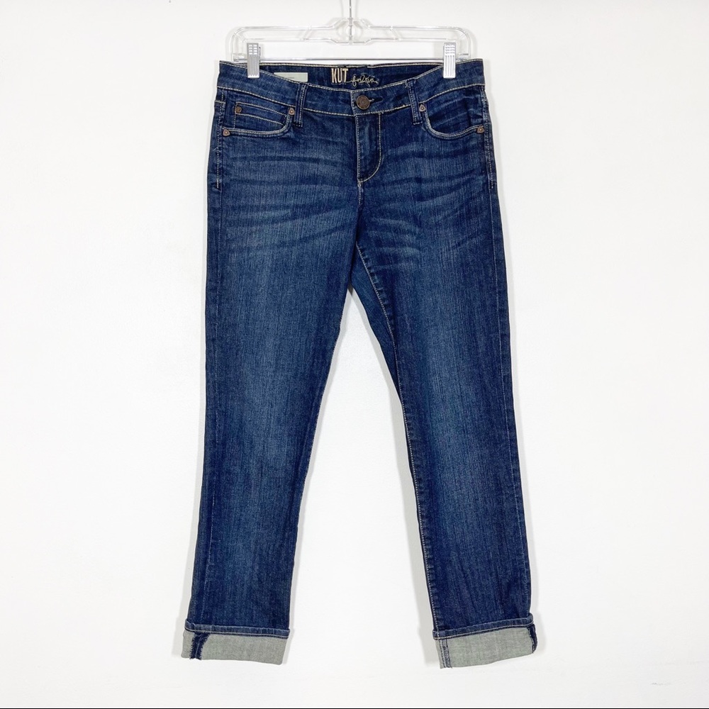 Kut From The Kloth Katy Boyfriend Jeans Dark Wash Mid Rise Blue Sz 4 - Picture 16 of 16